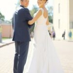 Elegant white silk dress for a perfect wedding day