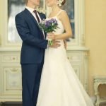 A line of bridesmaids in a wedding procession