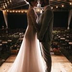 Beautiful A Line V Neck Wedding Dress with Floral Lace Embroidery